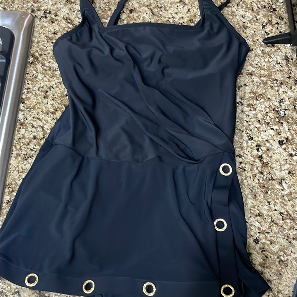 Beyond Control Swimsuit with Gold Accents